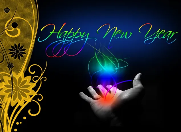 Gelukkig nieuwjaar magische open hand