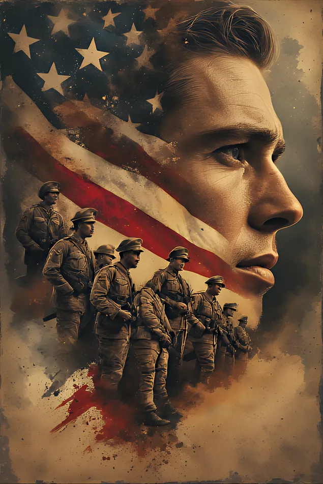 pokoleniya voinov smeshivayutsya vo vremeni pod razvevayushchimsya flagom, chtya istoriyu, nasledie i vechnoe muzhestvo. skachat'