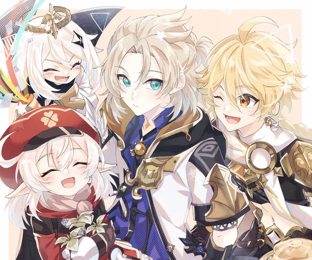 Ganshin arkadaşlar gülüyor | Ganshin Etkisi 2K duvar kağıdı