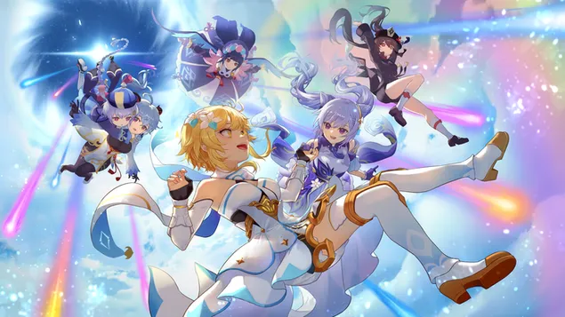 Famiglia di ragazze Ganshin insieme (Ganshin Impact) 4K sfondo