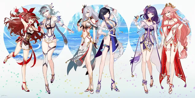 Taustakuva Ganshin Impact kauneustytöt 2K