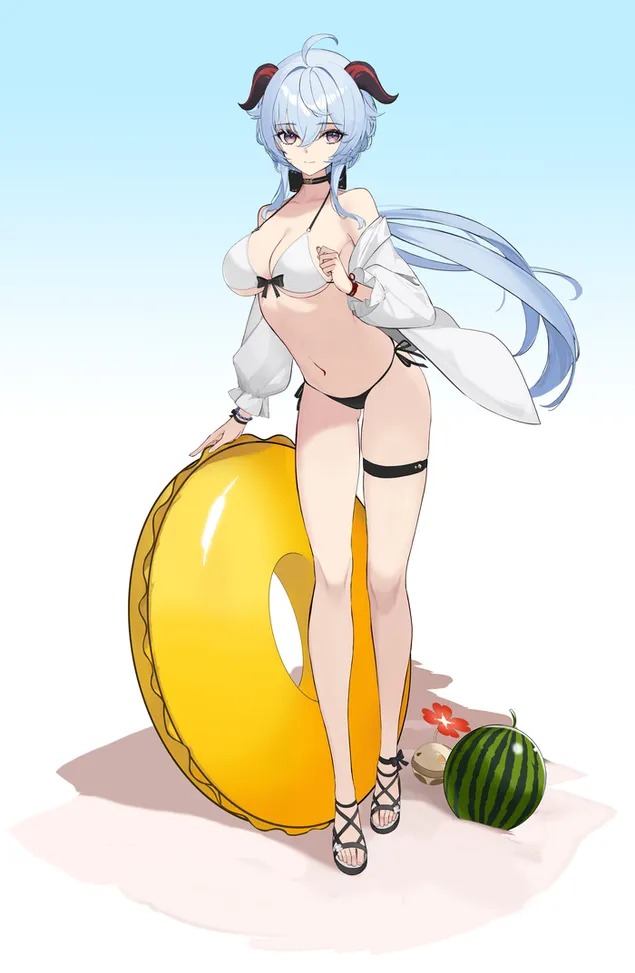 genshin impact | ganyu zbiraiet'sya plavati z kil'tsevoyu trubkoyu zavantazhiti