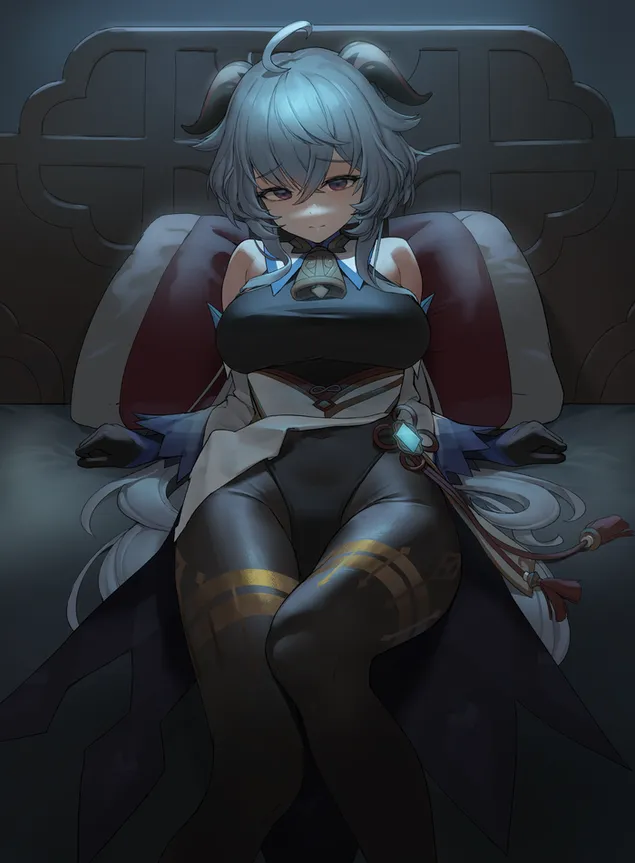 genshin impact | ganyu duke u ngadalesuar mbi shtrat shkarkim