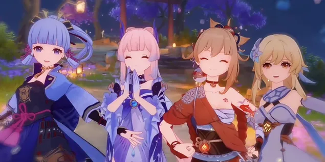 Група момичета Ganshin Impact 2K тапет