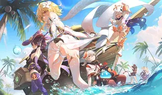 Genshin Impact | Heroes having fun at summer beach 8K wallpaper
