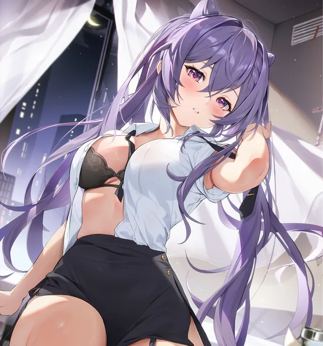 Páipéar balla Tionchar Genshin | Cailín anime te Keqing2K