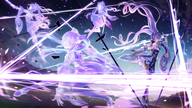 原神衝擊：客卿使用她的劍電力量 2K 壁紙