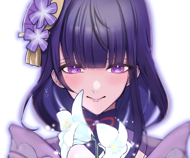 Páipéar balla Tionchar Genshin | Raiden shogun súile álainnHD