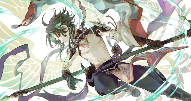Genshin impact - xiao with spear 2K wallpaper