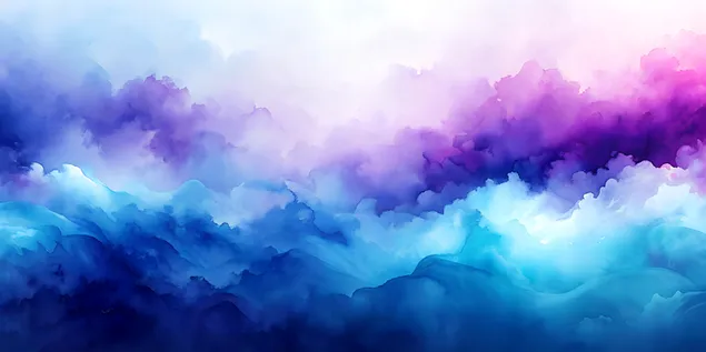 מעברי צבעי מים עדינים בכחול ובסגול עם מעברים חלקים ונוזלים 4K טפט