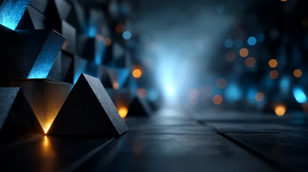 Piramida Gjeometrike me Aksesorë të Ndriçueshëm, Ekspozitë Abstrakte 2K sfond