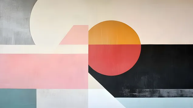 Symphonie géométrique : un équilibre de formes et de couleurs 8K fond d'écran