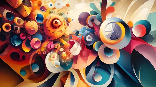 סימפוניה גיאומטרית בממדים תוססים 8K טפט