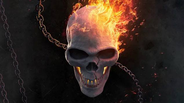 惡靈騎士微笑著燃燒的頭 4K 壁紙