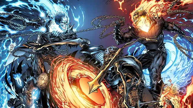Ghost Rider Flaming Fight Comics 4K wallpaper