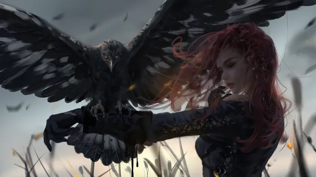 GhostBlade Red Hair Warrior 4K wallpaper