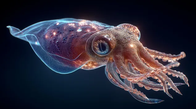 risegen tentefesch mat biolumineszenten tentakelen eroflueden