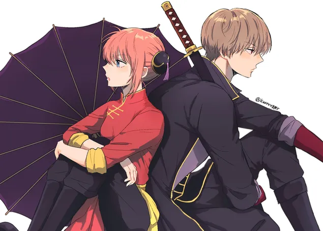 Gintama - Kagura & Okita Sougo 2K טפט