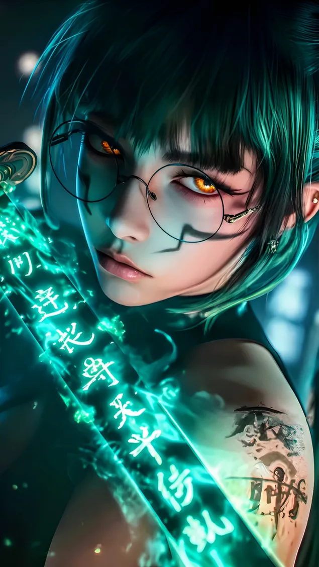 فتاة تحمل سيفًا HD خلفية