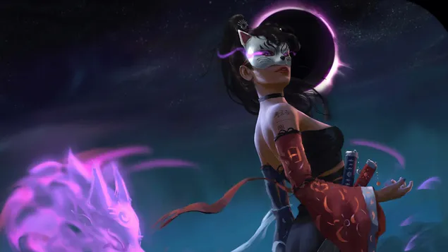 אמנות מסכת נערה לוחמת 4K טפט