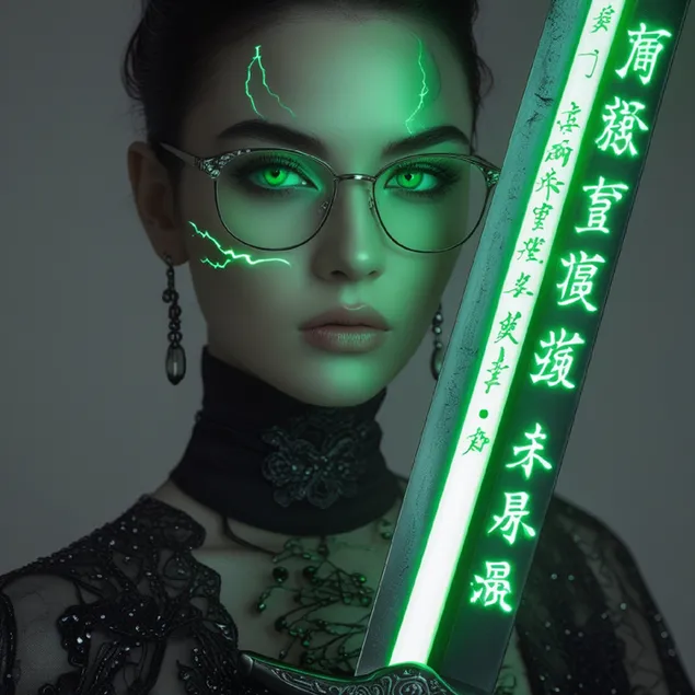 فتاة تحمل سيف النينجا HD خلفية