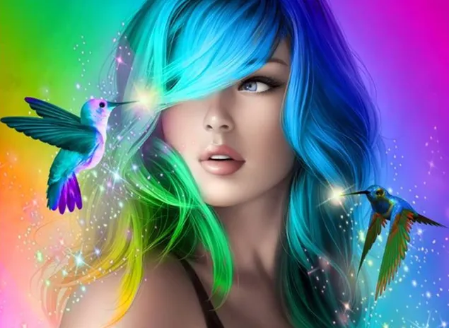 Girl with Colorful Hair download