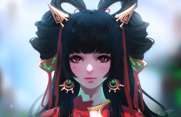 ילדה עם עיניים אדומות 2K טפט