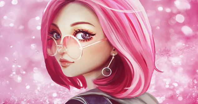 Погляд красивої аніме дівчини з рожевим волоссям завантажити