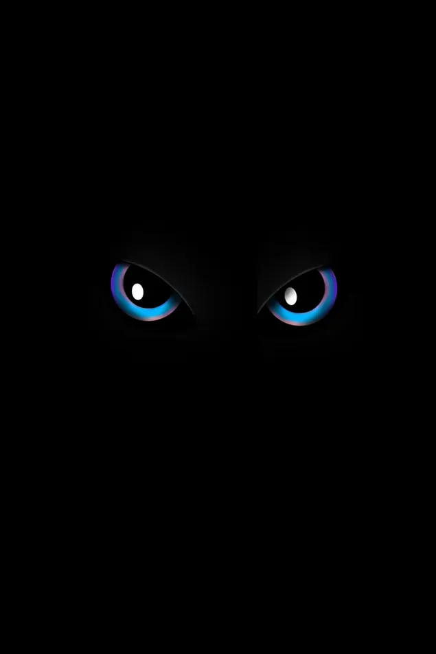 Glance of colored eyes on a black background