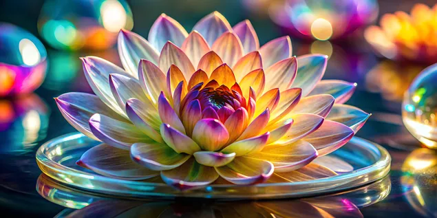 Üveg- és élővirág fúzió, amely könnyű és élénk textúrát rögzít 4K háttérkép