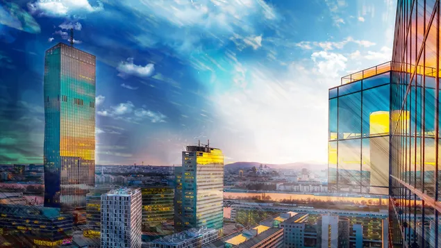 Bangunan Kaca 4K kertas dinding