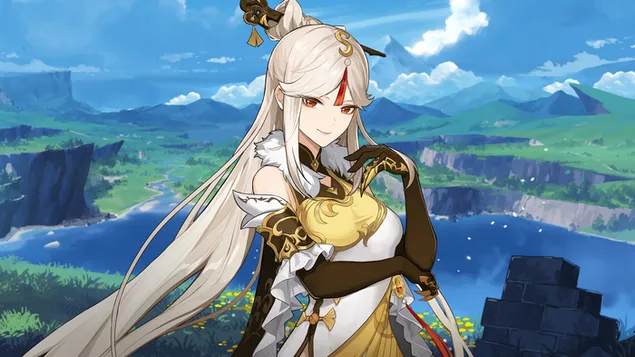 Ταπετσαρία Γυάλινο κανόνι 'Ningguang' | Genshin Impact [Βιντεοπαιχνίδι Anime] 4K