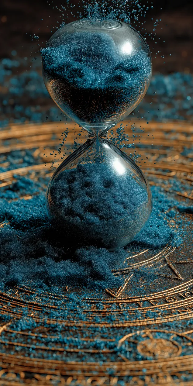 parildayan kum saati altin bir sunak yuzeyine toz dokuyor indir