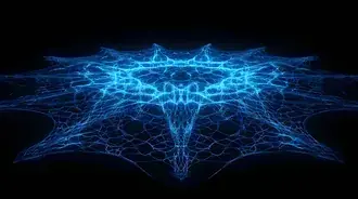 Tapeta Zářící modrý neonový web ve 3D designu 4K