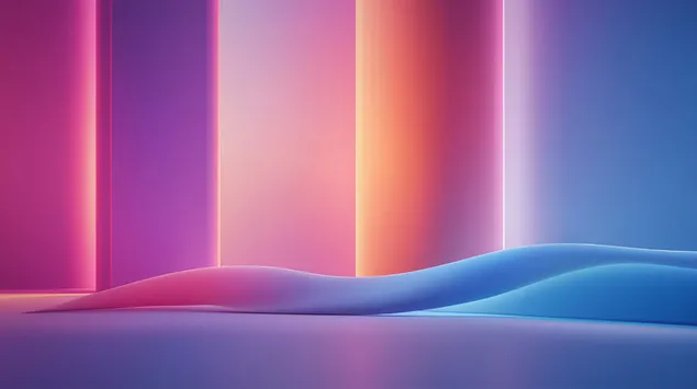 Švytintis gradiento bangų dizainas su šiuolaikiniu „Windows 11“ įkvėpimu 8K ekrano užsklanda