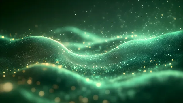 Valë jeshile me ngjyra të ndezura me drita vezulluese 8K sfond