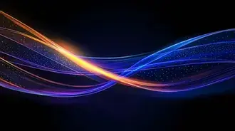 미래지향적 파동 디자인의 빛과 입자의 빛나는 유선형 8K 배경화면