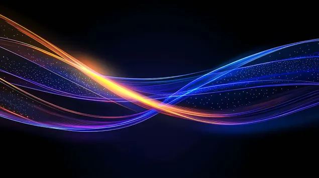 Świecące linie świetlne i cząsteczki w futurystycznym projekcie fali 8K tapeta