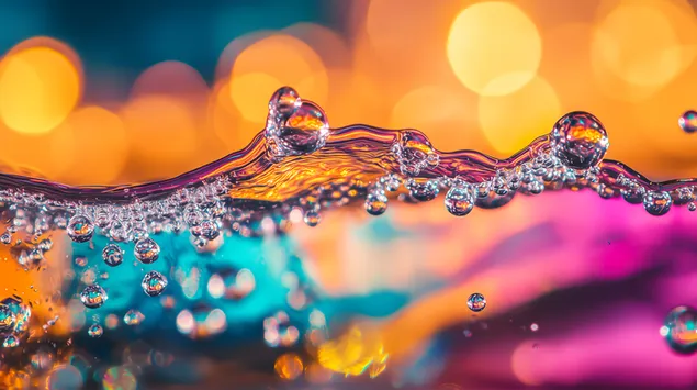 ลวดลายฟองน้ำเรืองแสงในสีชมพู ส้ม และน้ำเงินอมเขียว 8K วอลเปเปอร์