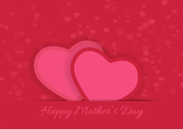 Glückliche Muttertagsgrüße mit Herzen im roten Hintergrund