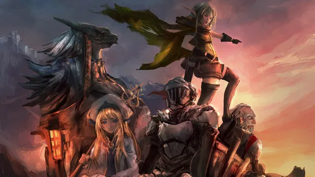 Goblin Slayer - Goblin Slayer,Dwarf,Lizardman,Priestess & High Elf Archer 4K wallpaper