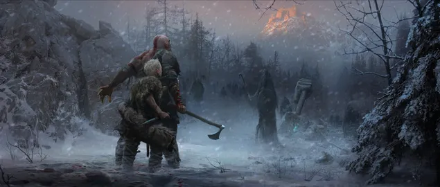Dewa Perang - Atreus dan Kratos unduhan