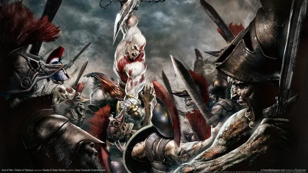 God van oorlog kratos swaard veg 2K muurpapier