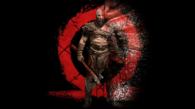 God of War - Kratos met bijlwapen 4K achtergrond