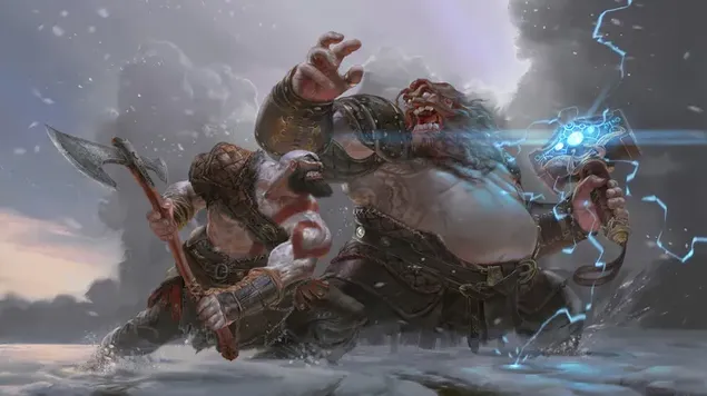 God of War Ragnarok - Kratos versus Thor-kunst download