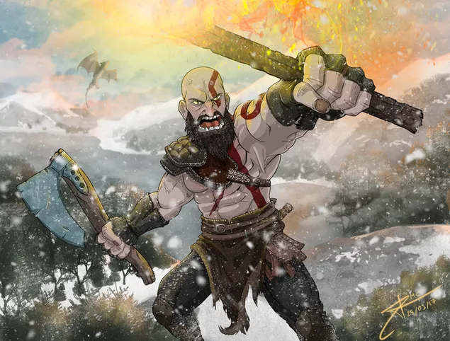 Muat turun God of War (permainan video) - Kratos (fanart)