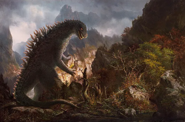 Godzilla in den Bergen HD Hintergrundbild