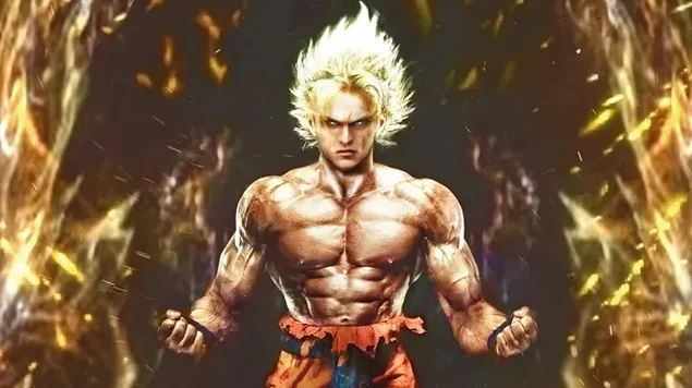 Goku y su ira de fuego 4K fondo de pantalla