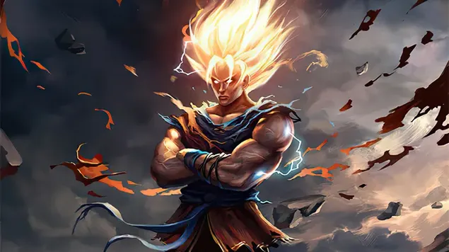 Goku fire  2K wallpaper