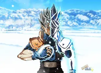 Fusão de Goku e Kakashi Hatake (Ultra Instinto) 4K papel de parede